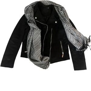 Black JouJou Faux Vegan Suede Motor Jacket